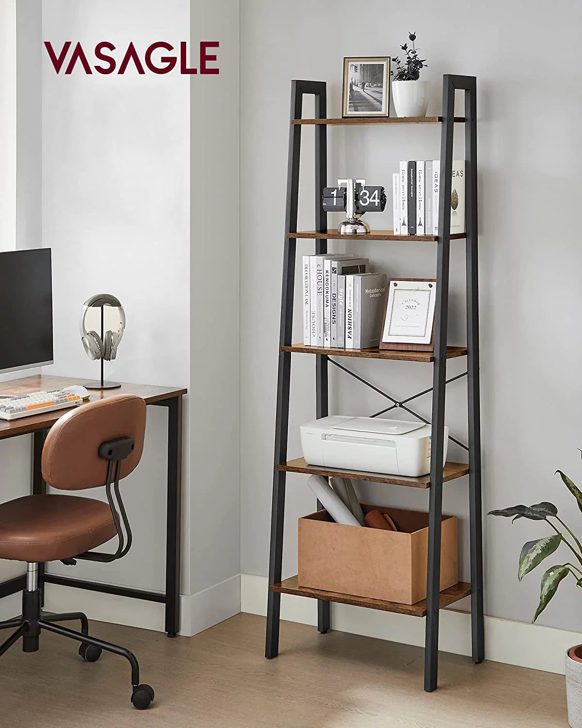 5-Tier Bookshelf and Storage Rack with Metal Frame M991796
