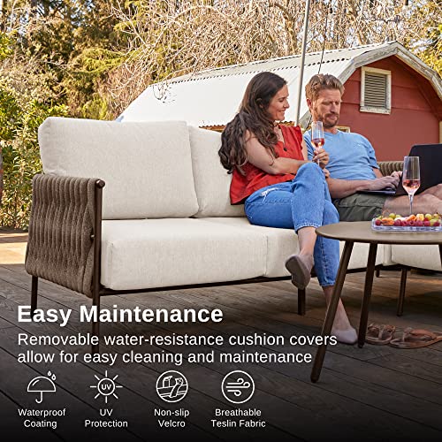 5 Piece Patio Furniture Set with Two Round Coffee Table U1576