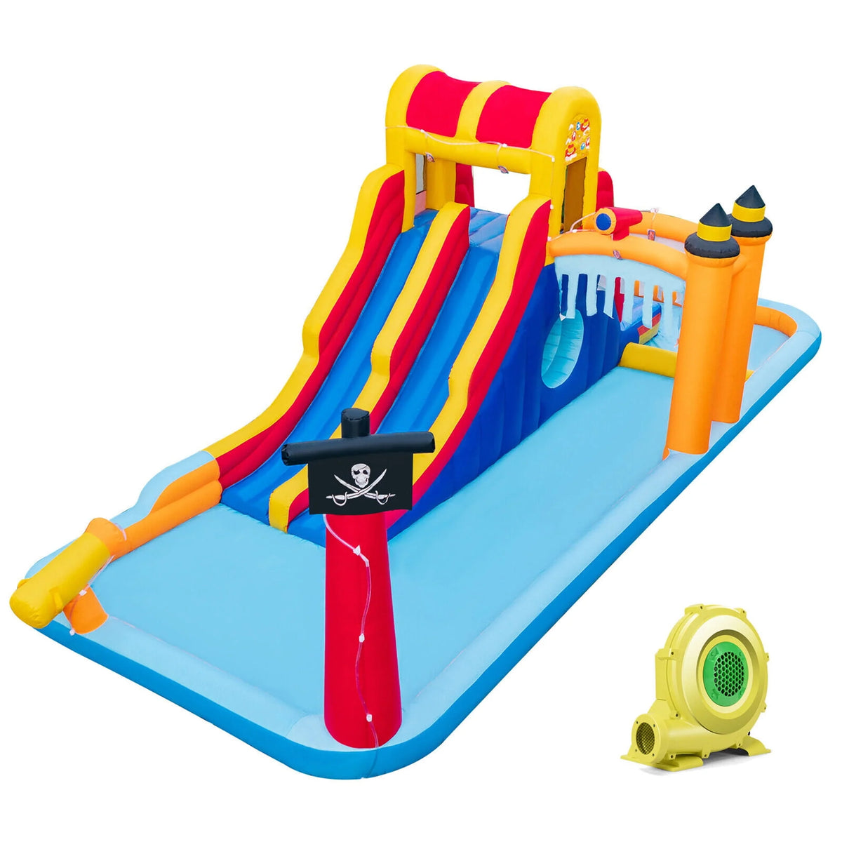 Inflatable Water Slide 6-In-1 Kids Water Park with Blower R947