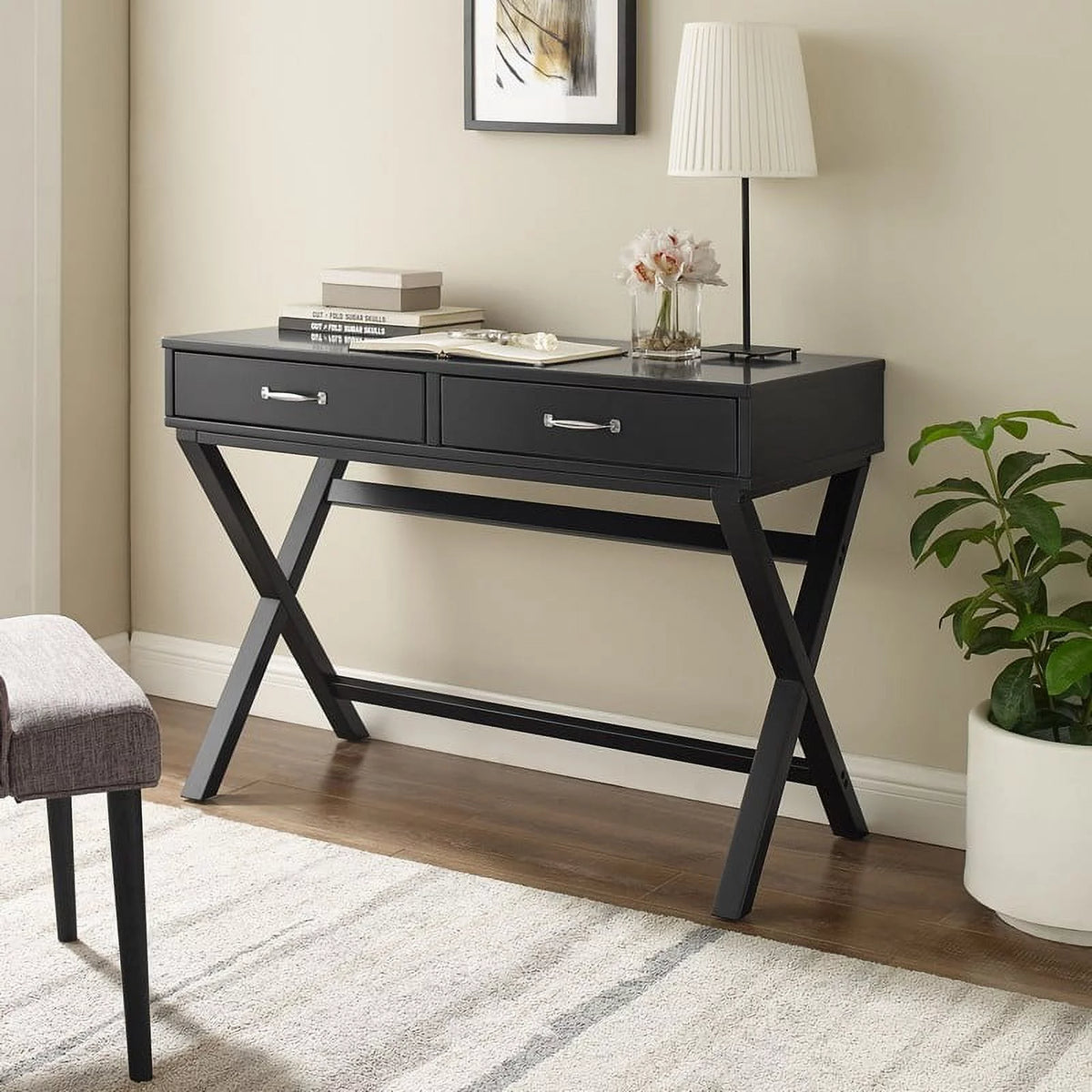 Black 2-Drawer Desk U3055