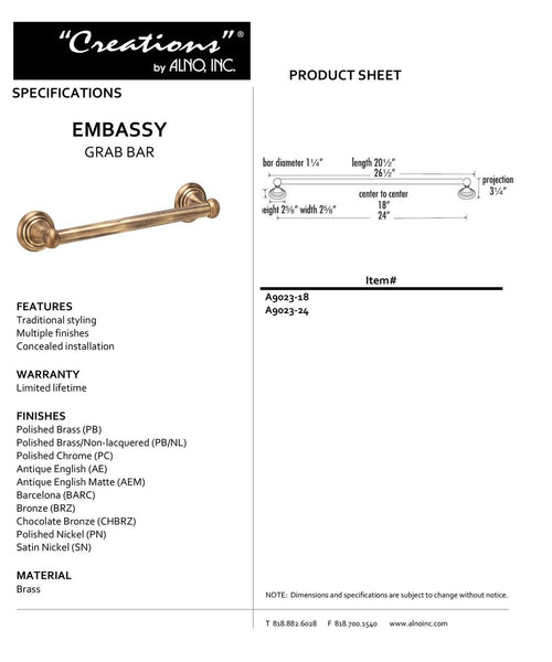 24x22 Grab Bar Polished Nickel Q485