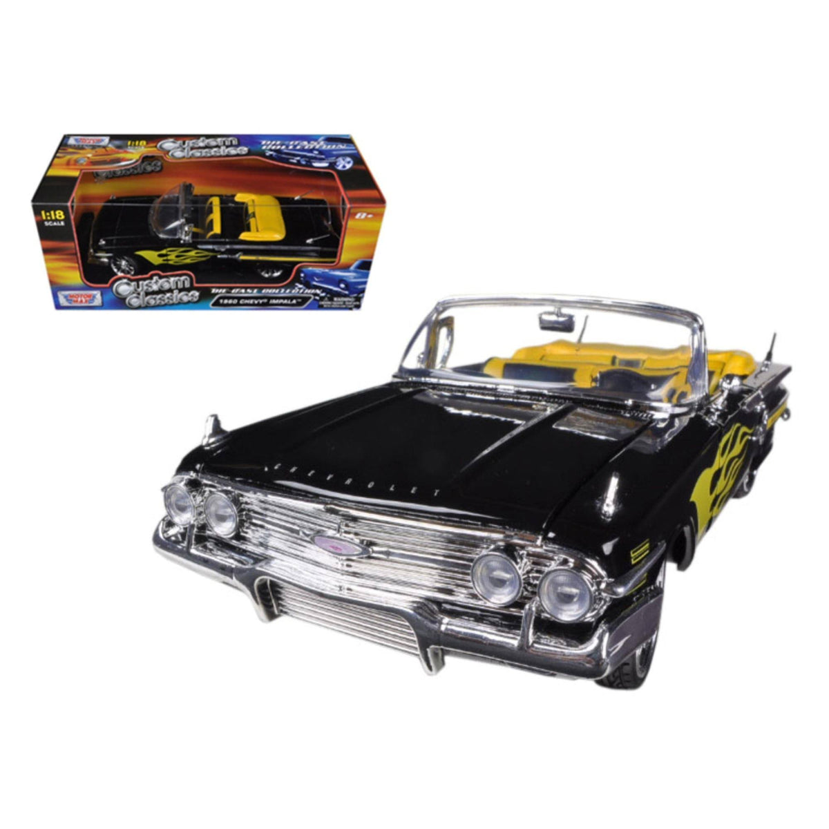 Black with Flames 1/18 Diecast Model Car Z440988