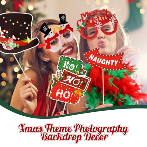55 Pcs Christmas Photo Booth Props DIY Kit E6227