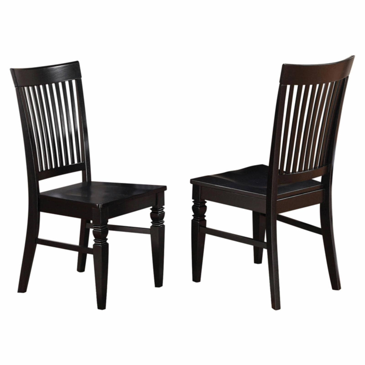 Set of 2 Black Wood Dining Chair with Slatted Back V10053