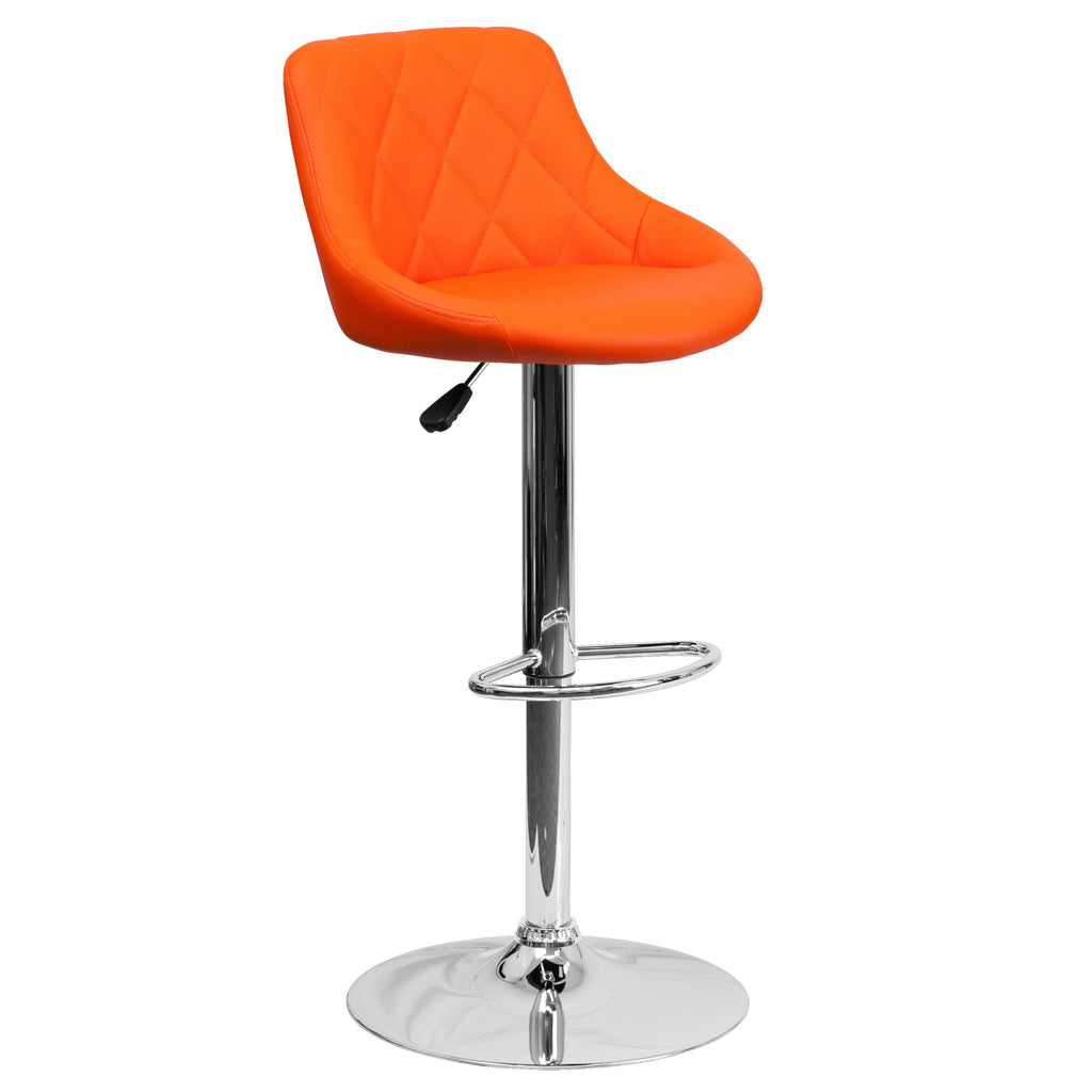 Green Adjustable Height Vinyl Barstool with Chrome Base H426
