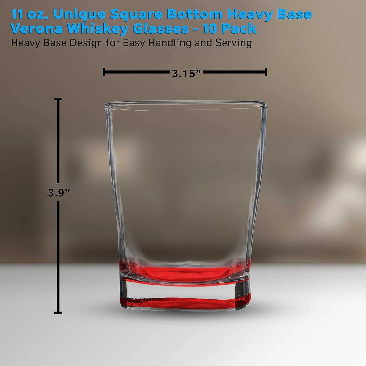 10 Whiskey Glasses Set, 11 Oz, Red O183