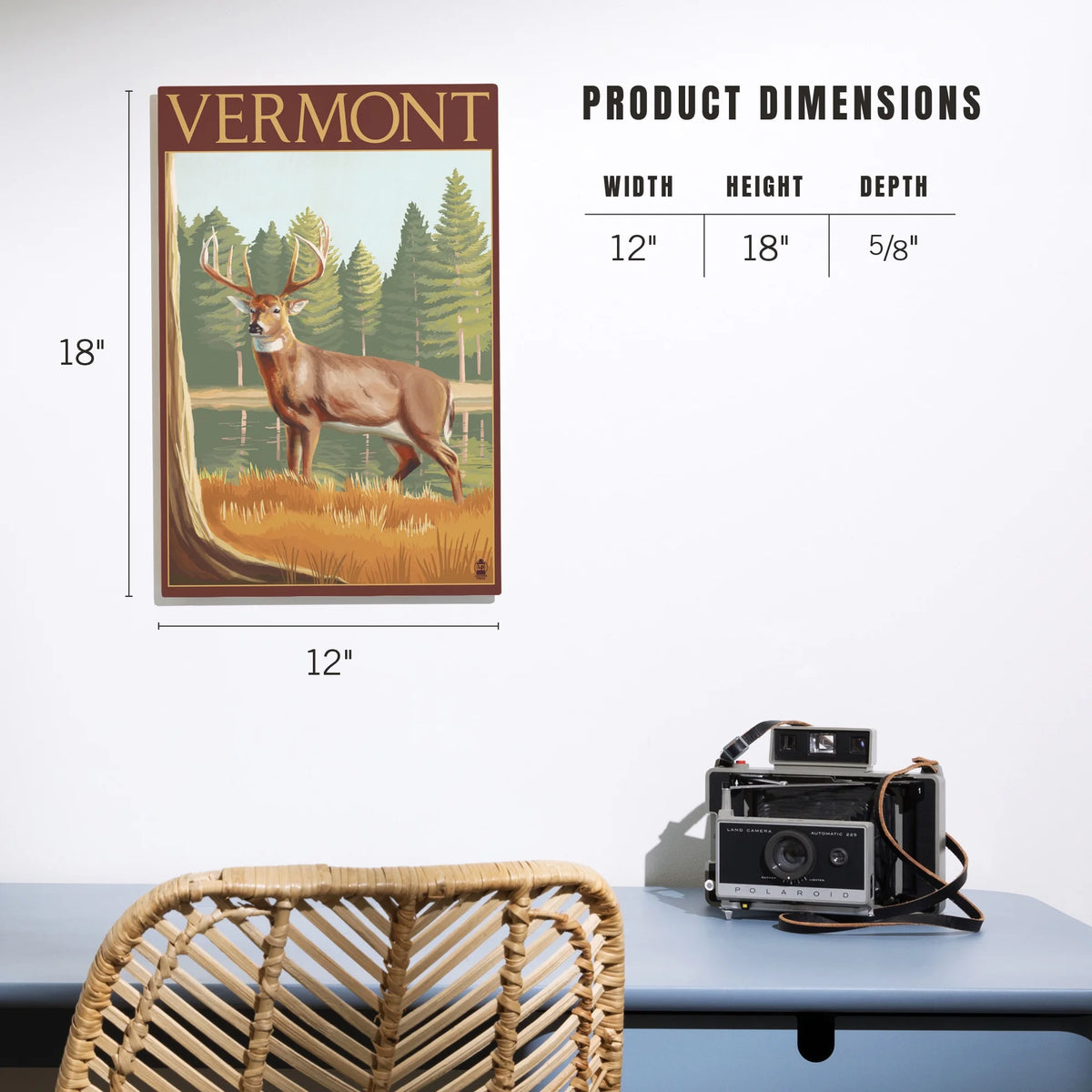 White-Tailed Deer Birch Wood Wall Sign S371
