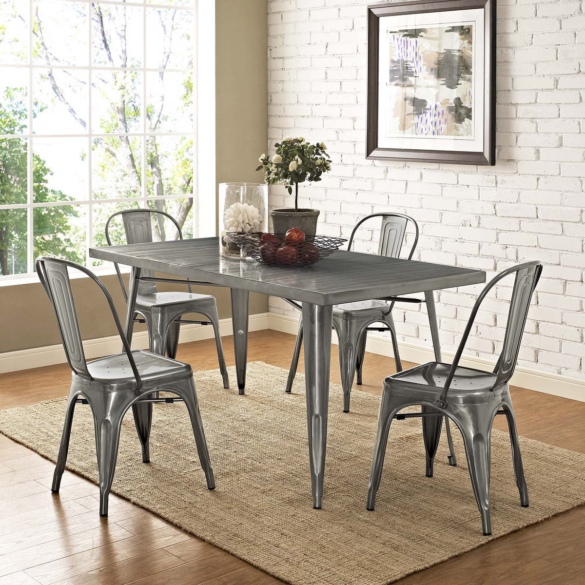 Set of 4 Silver Metal Dining Chair M24601