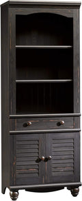 Antiqued White Bookcase With Doors A158725