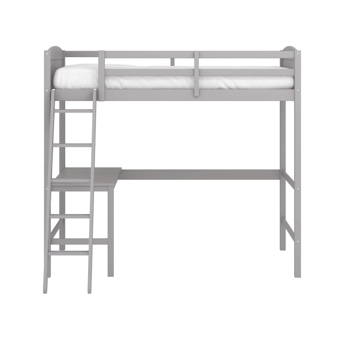 Gray Wood Twin Loft Bed with Desk N568