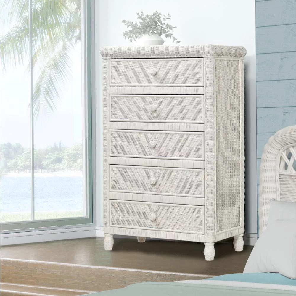 White 5 Drawer Wood Chest G38696