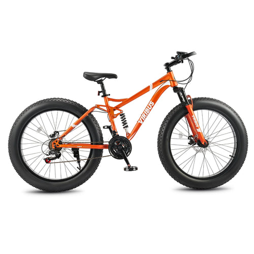 26 Mountain Bike 21 Speed Full Suspension Fat Tire Orange D3060