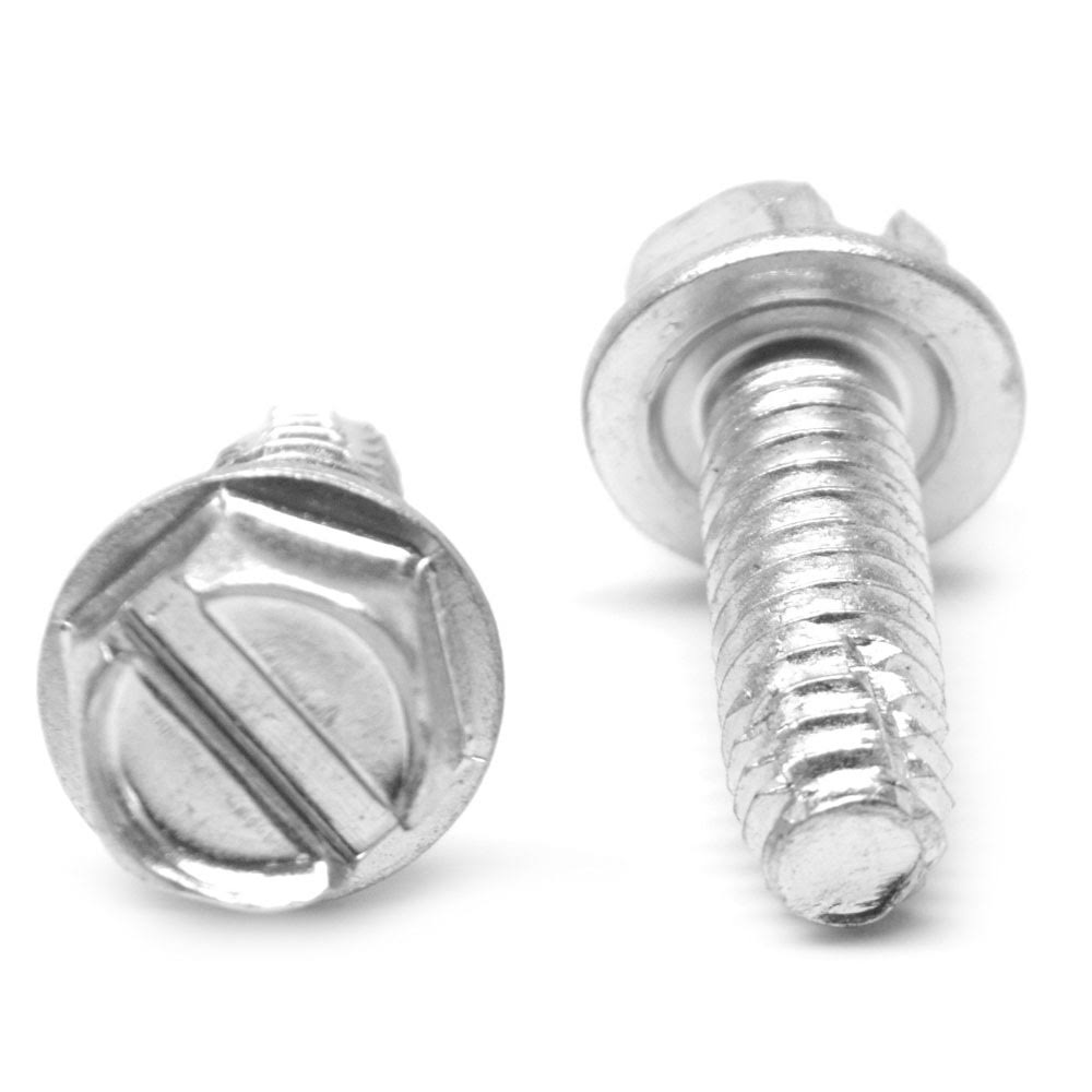 3/8-16 x 1 1/4 Coarse Thread Thread Cutting Screw Slotted Hex Washer Head Low Carbon Steel Zinc Plated G464593