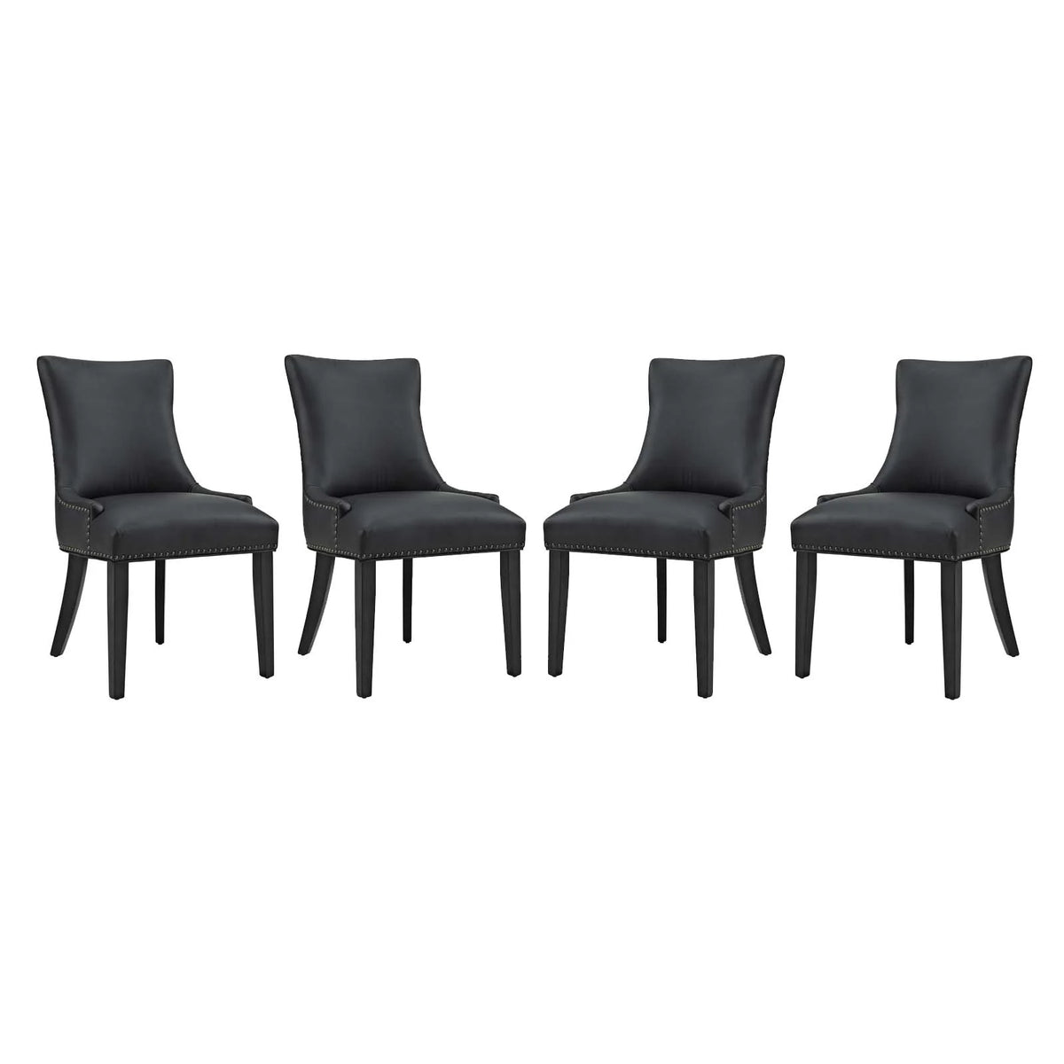 Faux Leather Dining Chair Set of 4 in Black T8906