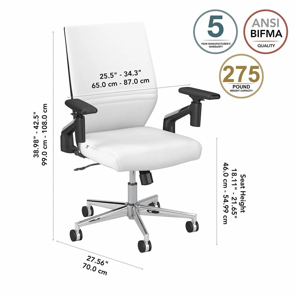 White Leather Office Chair W4079