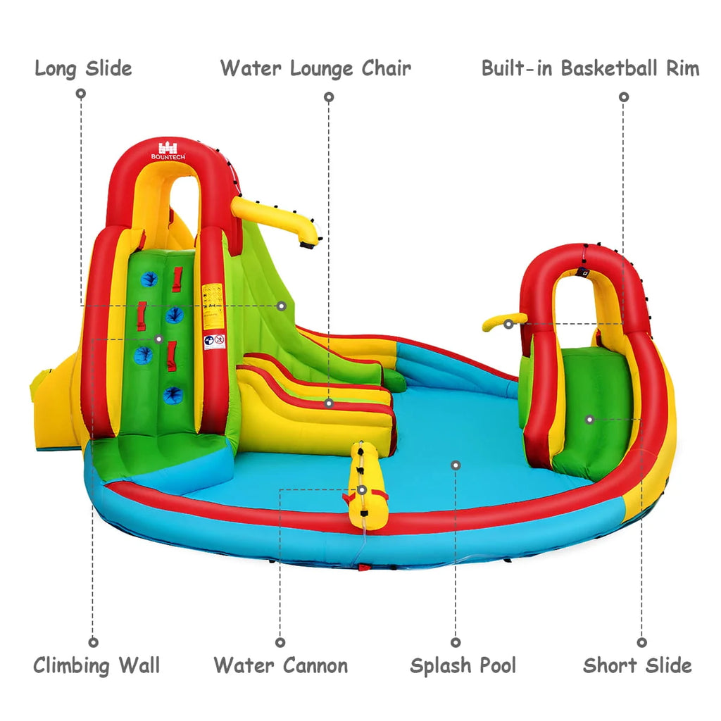 Costway Kids Inflatable Water Slide Bounce Park Splash Pool w/Water Cannon & 480W Blower I816133