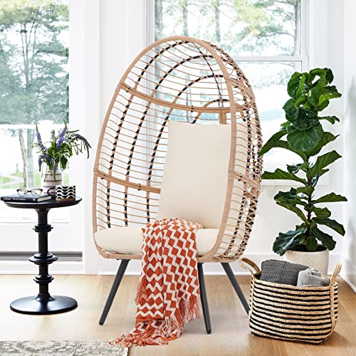 Wicker Egg Chair with Legs Cushion 350 lbs Capacity V6235
