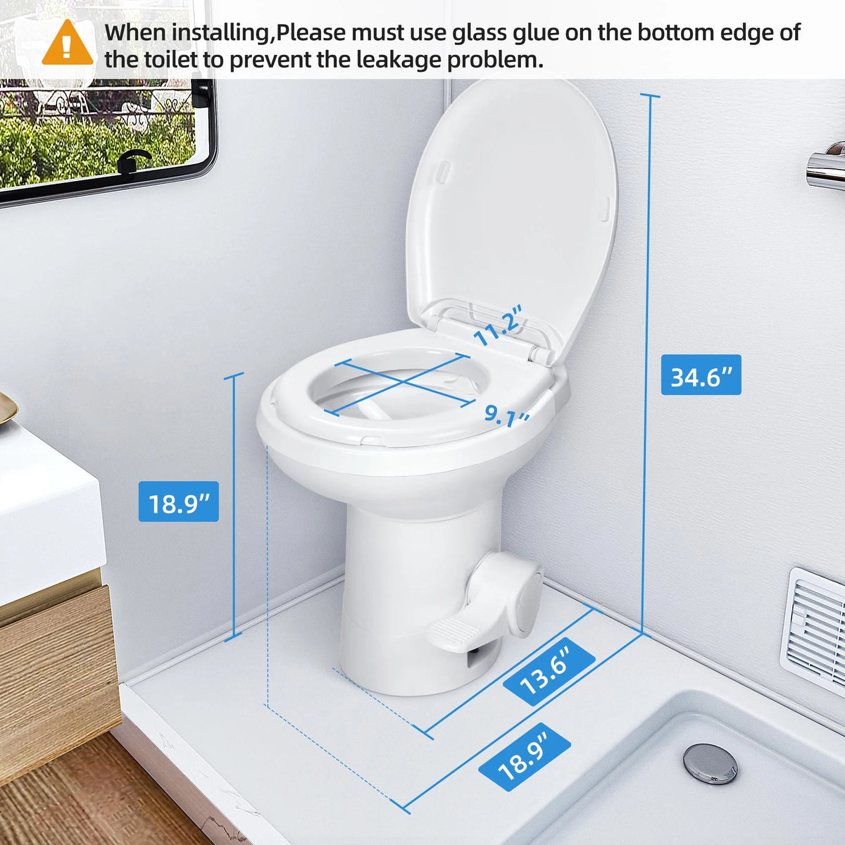 6.6 Gallon Gravity Flush RV Toilet with Hand Sprayer X337