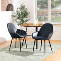 Mid-Century Dining Chairs Set of 2 Leatherette Metal Legs Navy Blue T71027