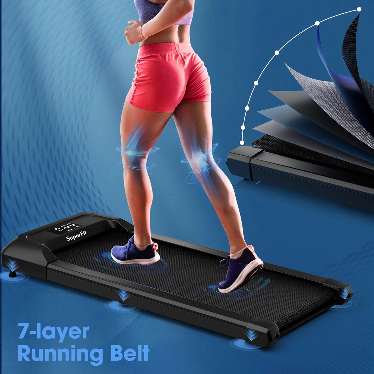 0.6-3.8MPH Walking Pad Under Desk Treadmill Black Z8978