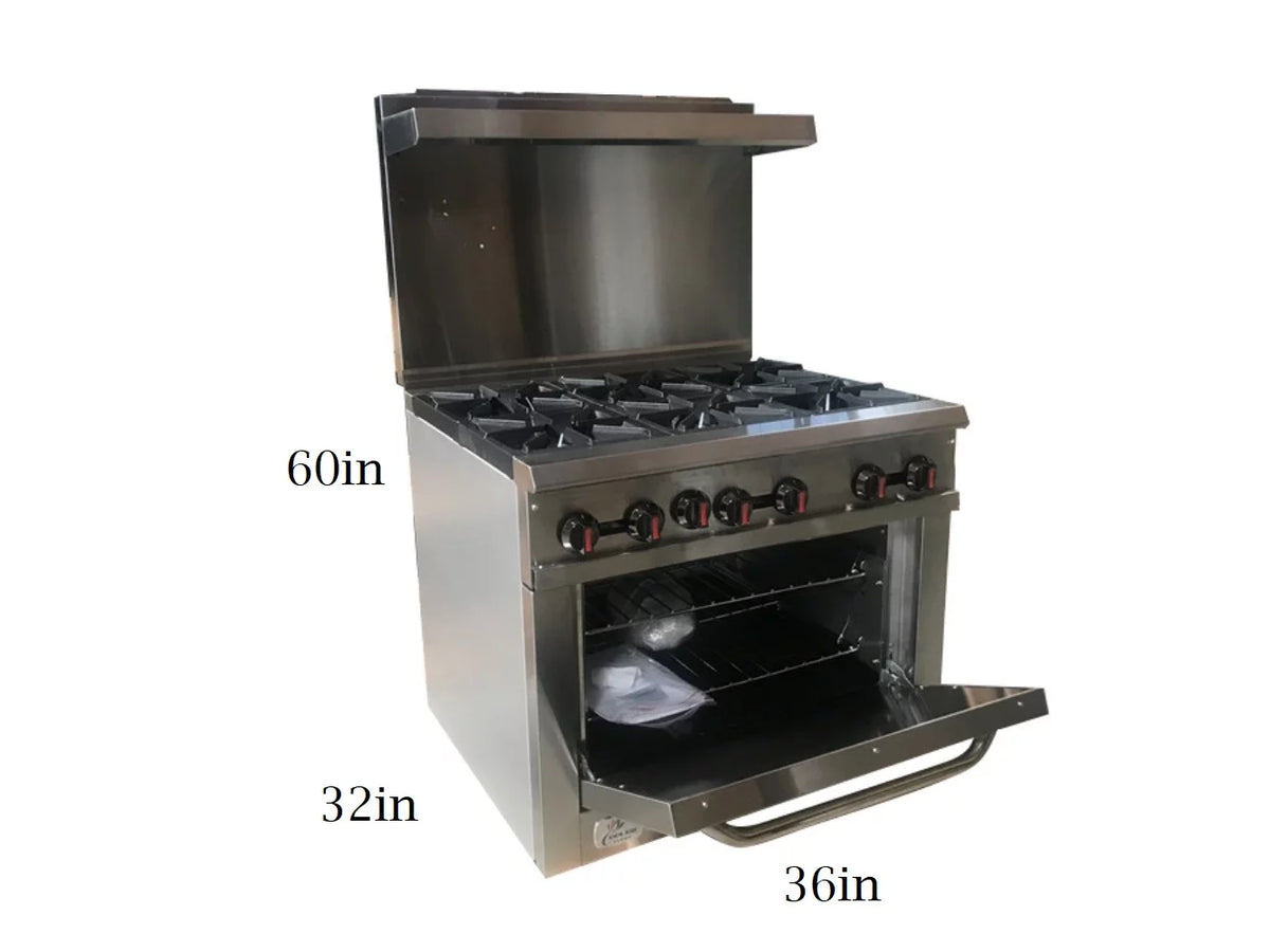 Heavy Duty Commercial Grade 36 ins 6b NSF Oven Ranges B14149
