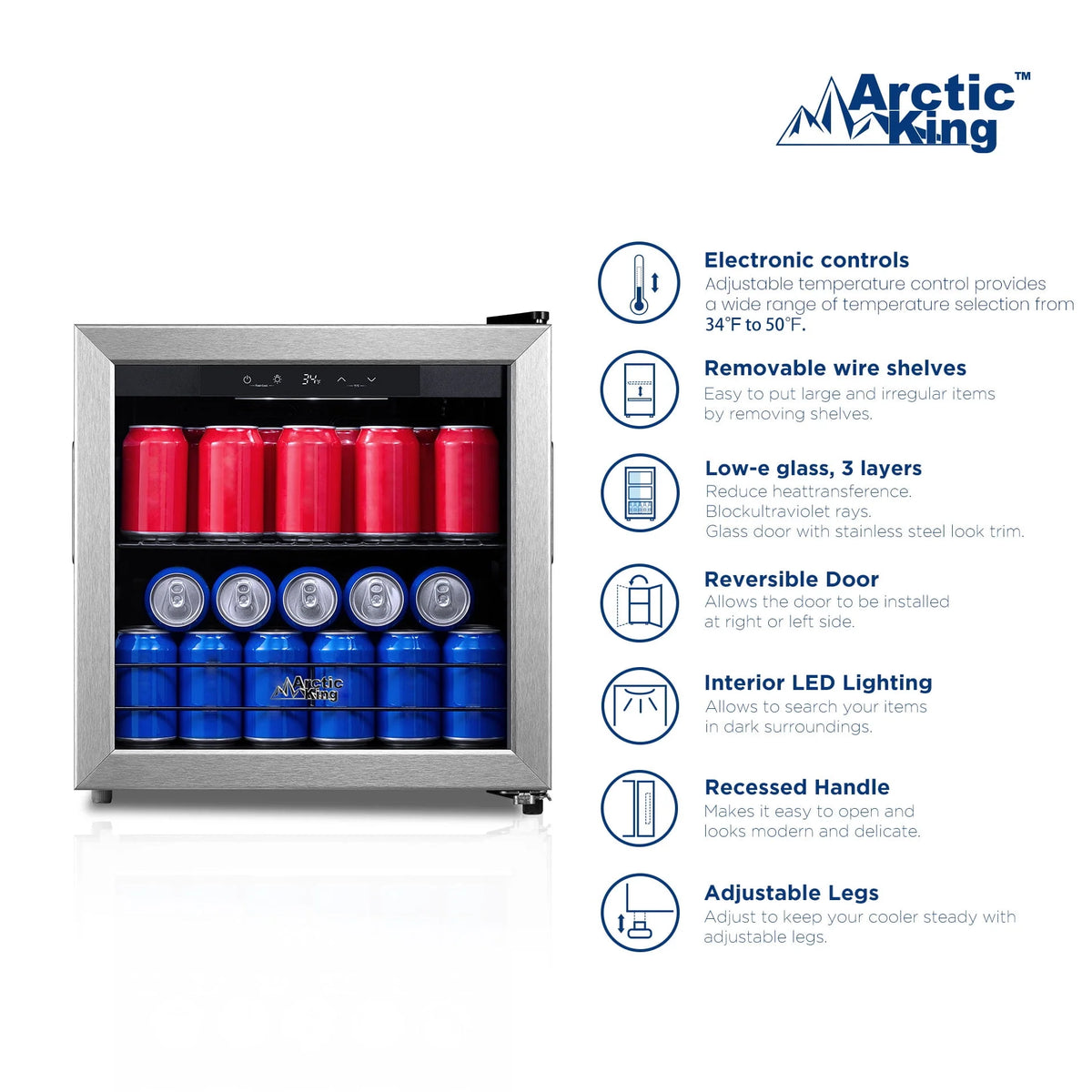 48-Can Beverage Fridge & Cooler with Electrical Control I72140
