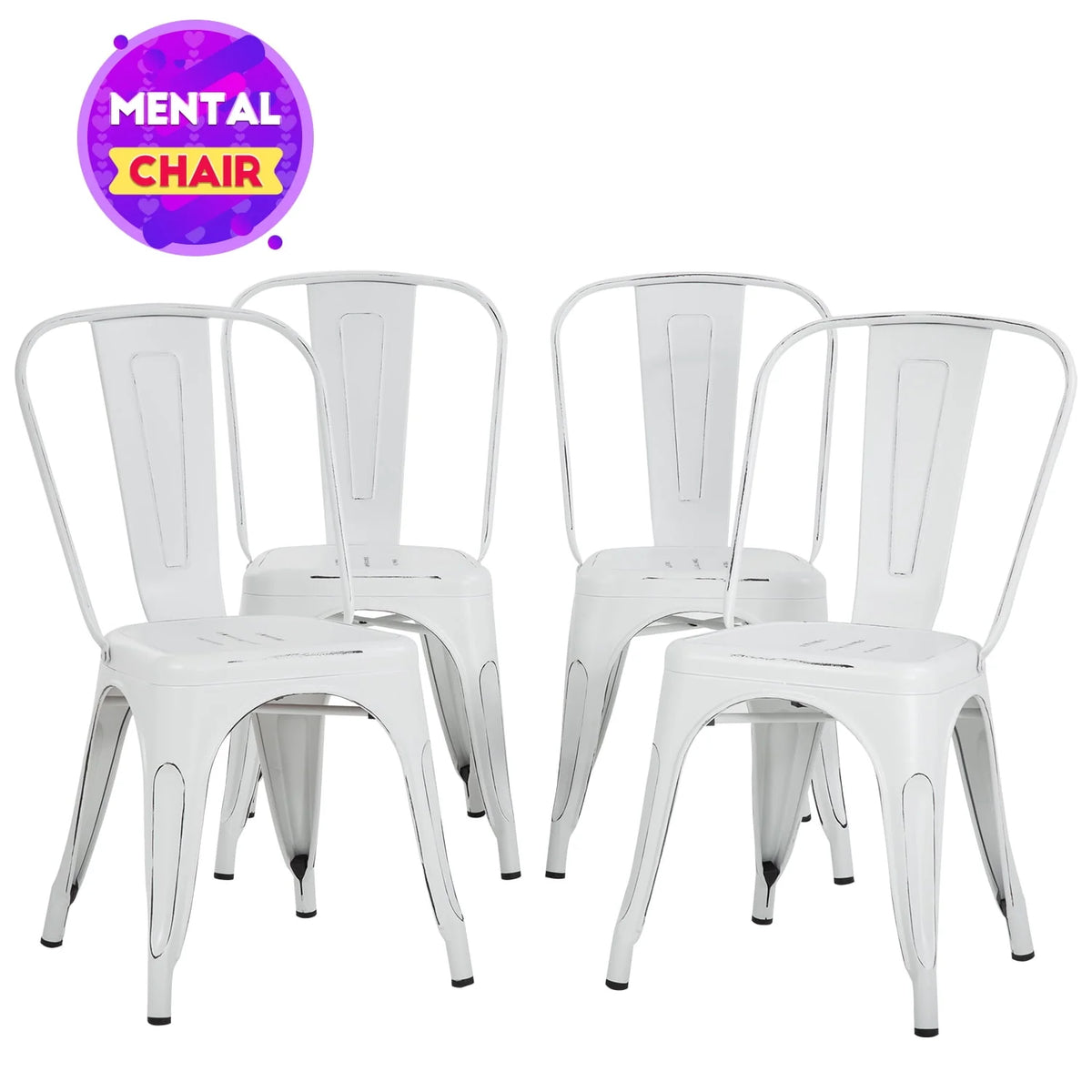 Set of 4 Stackable Metal Kitchen Chair F134606