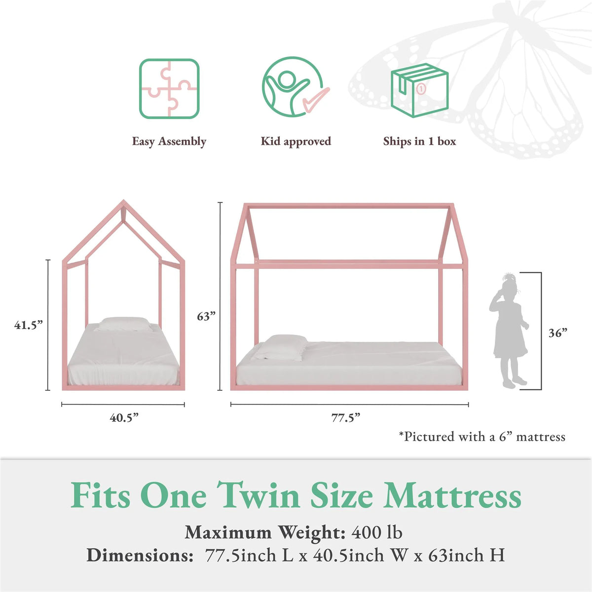 Twin Dove Gray Floor Bed G293959