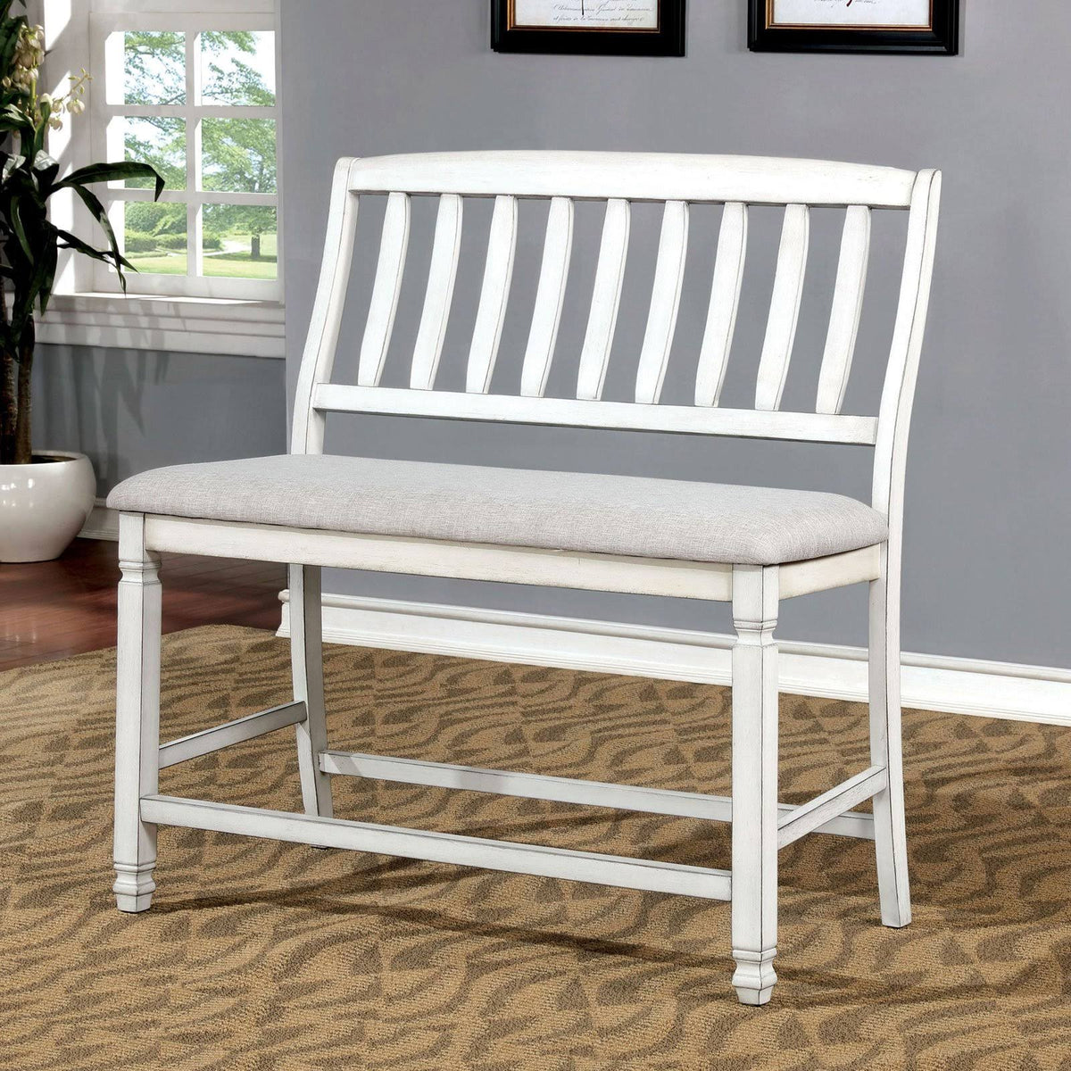 Antique White Counter Height Bench J510403