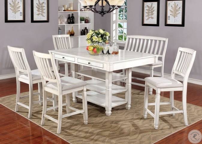 Antique White Counter Height Bench J510403