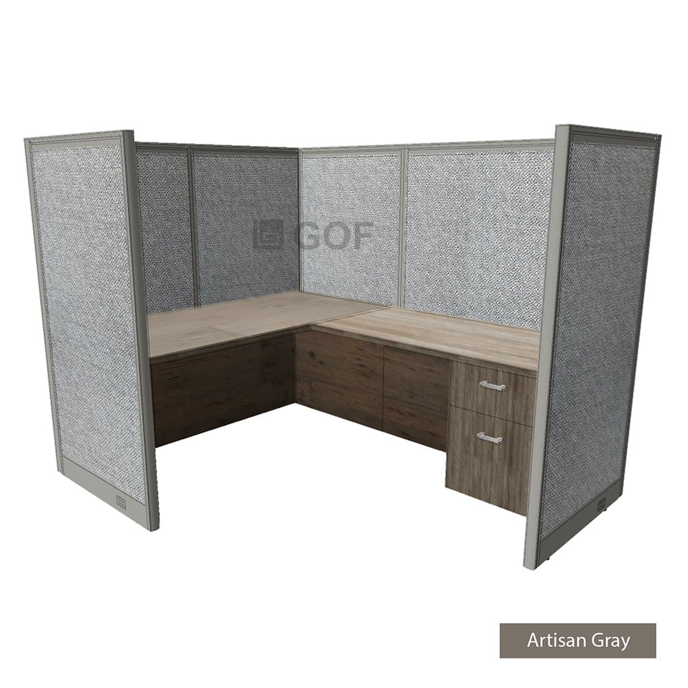 1 Person Workstation Cubicle with Desk, Artisan Grey A615716
