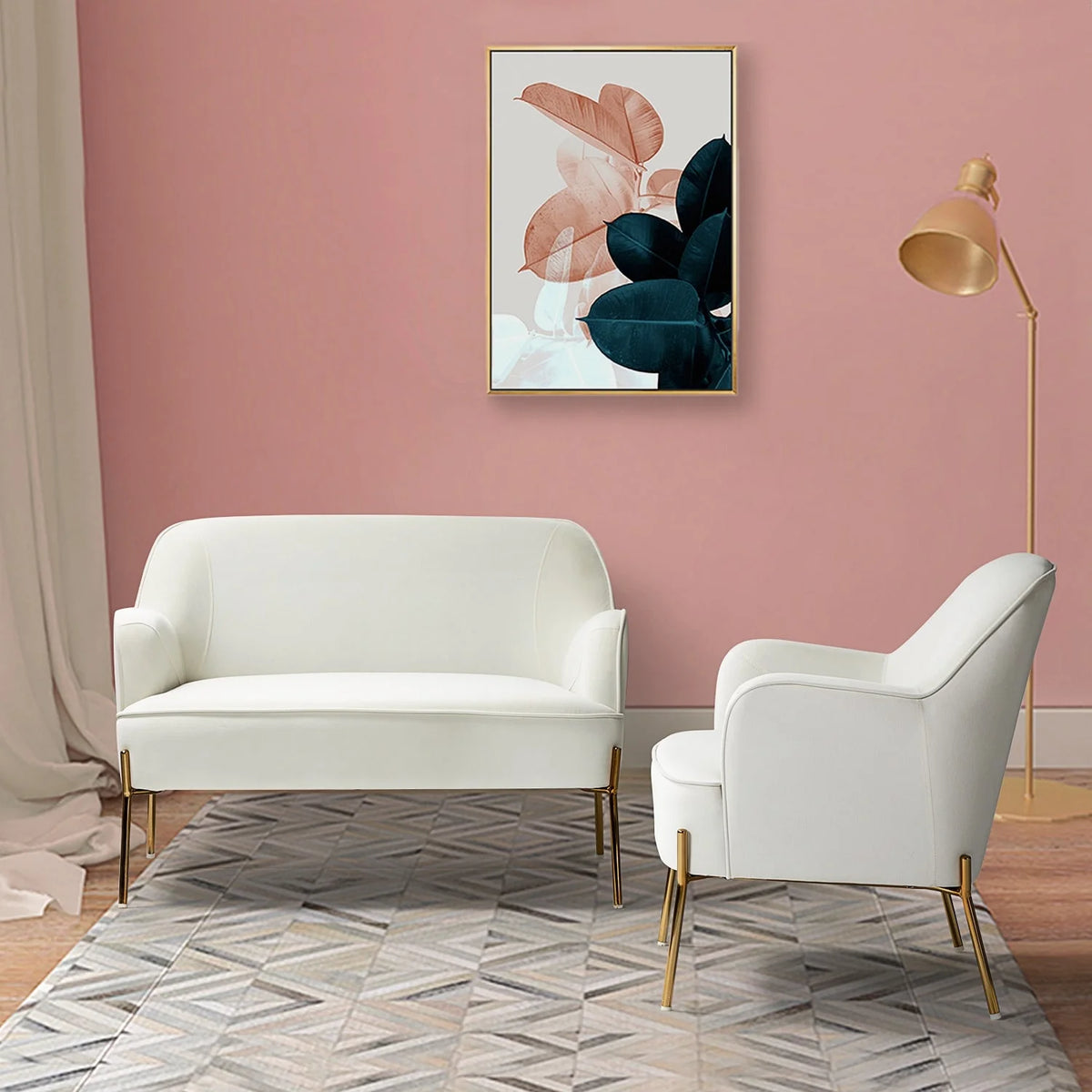 43" Velvet Loveseat Sofa with Metal Legs N274