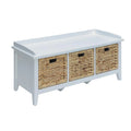 White Rectangular Wooden Storage Bench S53793