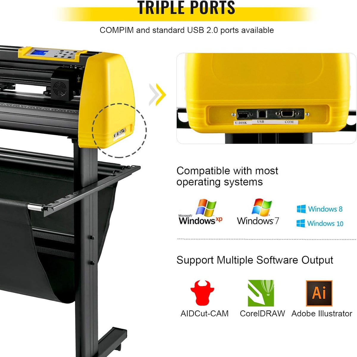 Vinyl Cutter Machine, 34 in Cutting Plotter with Floor Stand O3721