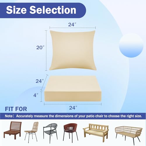 Waterproof Fade Resistant Outdoor Seat Cushion Set, 24 x 24 x 5.75 Inch, Navy Blue Q661931