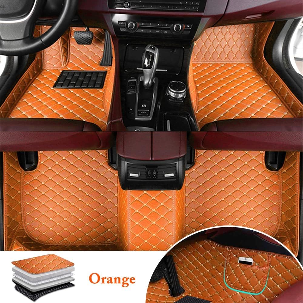 Custom Car Floor Mats Waterproof Non-Slip Leather Full Set T126