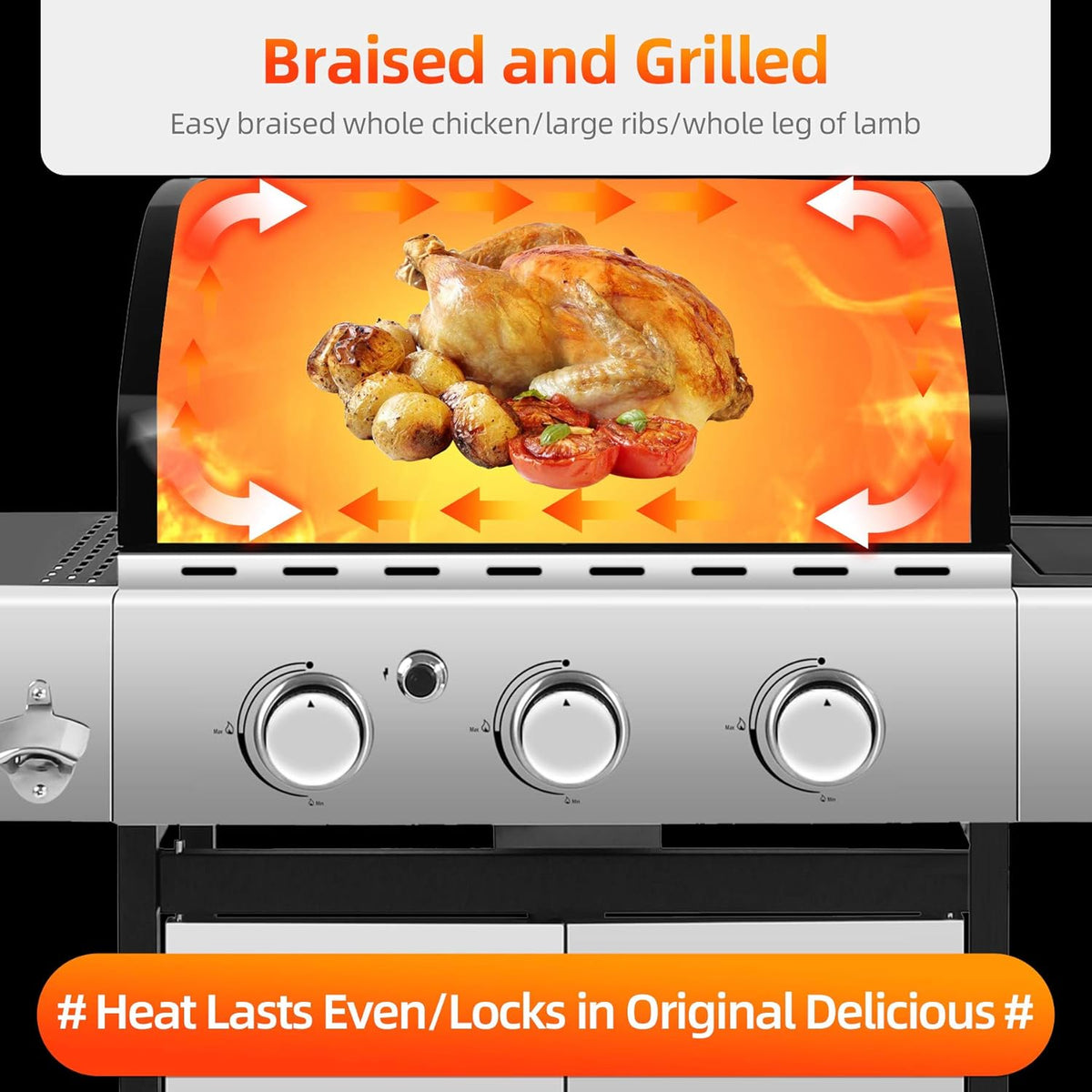 Portable 2 Burners Propane Gas Grill with Storage Shelf X8353