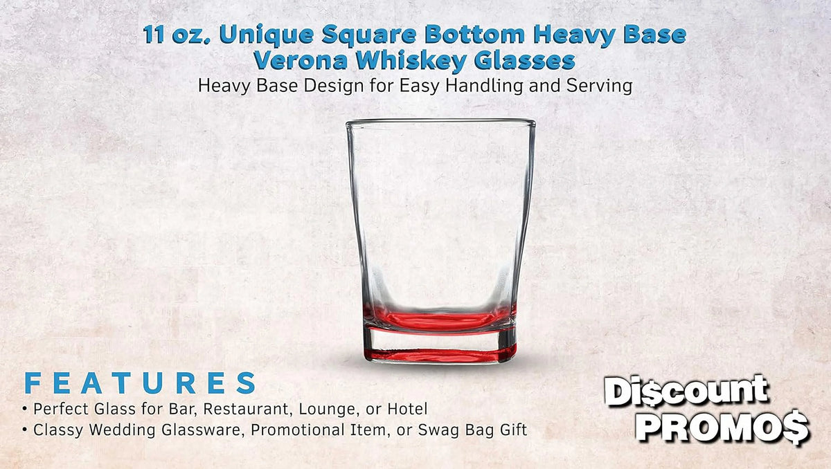 10 Whiskey Glasses Set, 11 Oz, Red O183