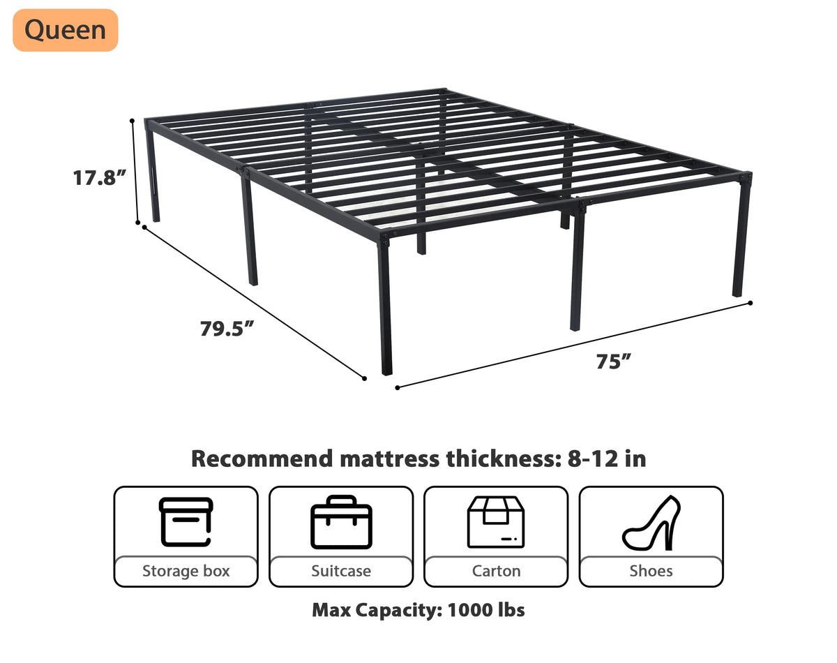King Size 18 Inch Metal Platform Bed Frame I310