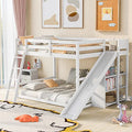 Modern Grey Wood Bunk Bed with Slide and Storage Shelves Q2980