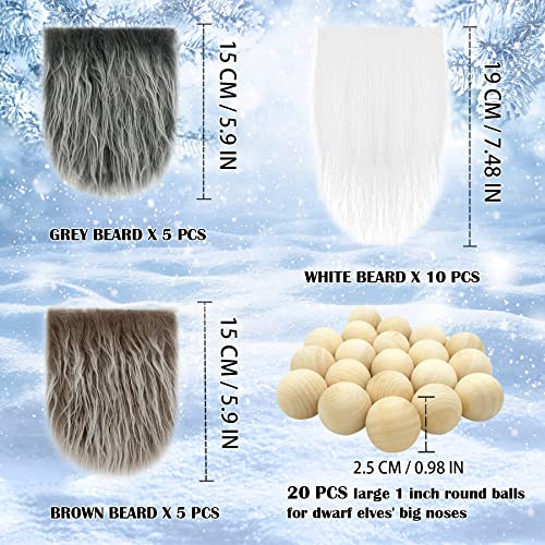 20 Pieces Christmas Gnome Beards Pre-Cut Faux Fur H273