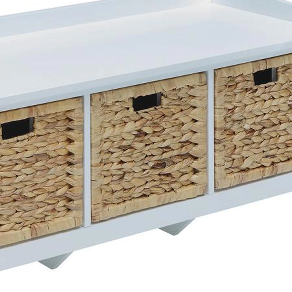 White Rectangular Wooden Storage Bench S53793