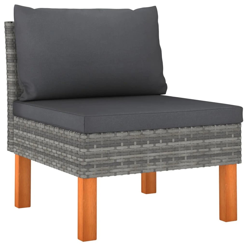 6 Piece Patio Set with Cushions Poly Rattan Gray B1604