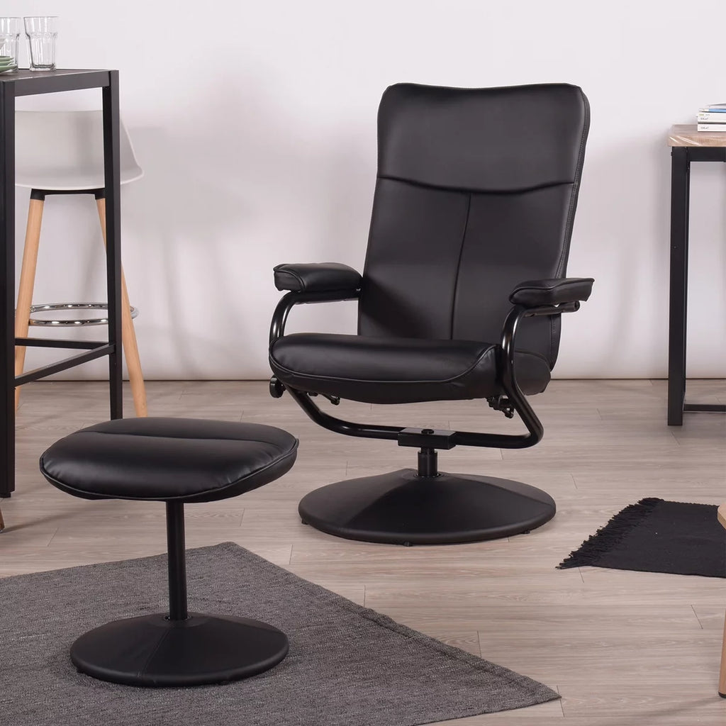 Black Leather Recliner L7693