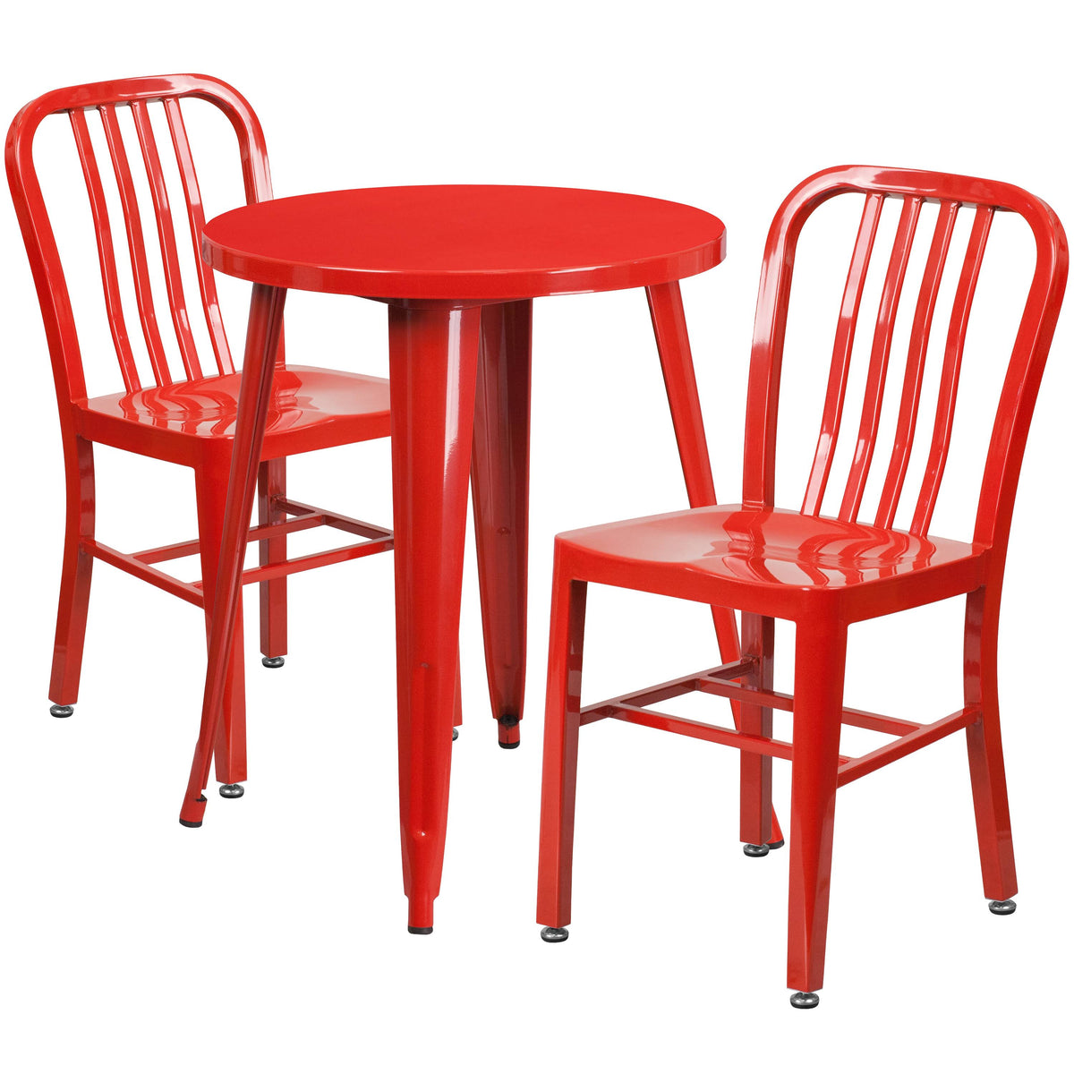 Red Metal Indoor-Outdoor Table Set with 2 Chairs A193