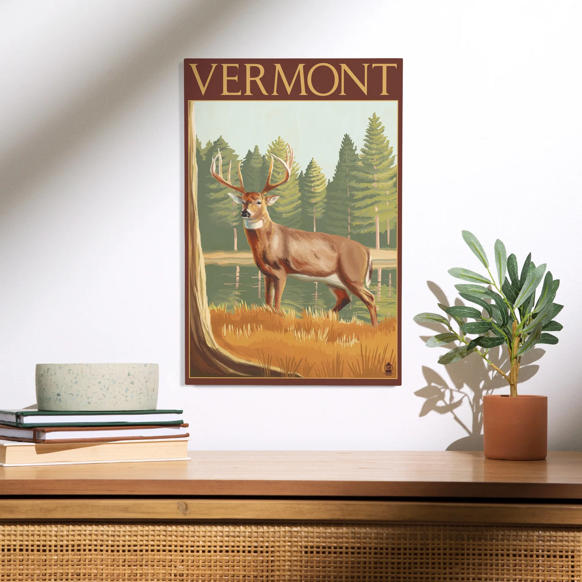 White-Tailed Deer Birch Wood Wall Sign S371