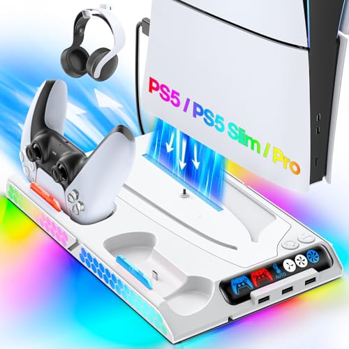 PS5 Cooling Station with 4-Level Fan and 9 RGB Modes Z33120
