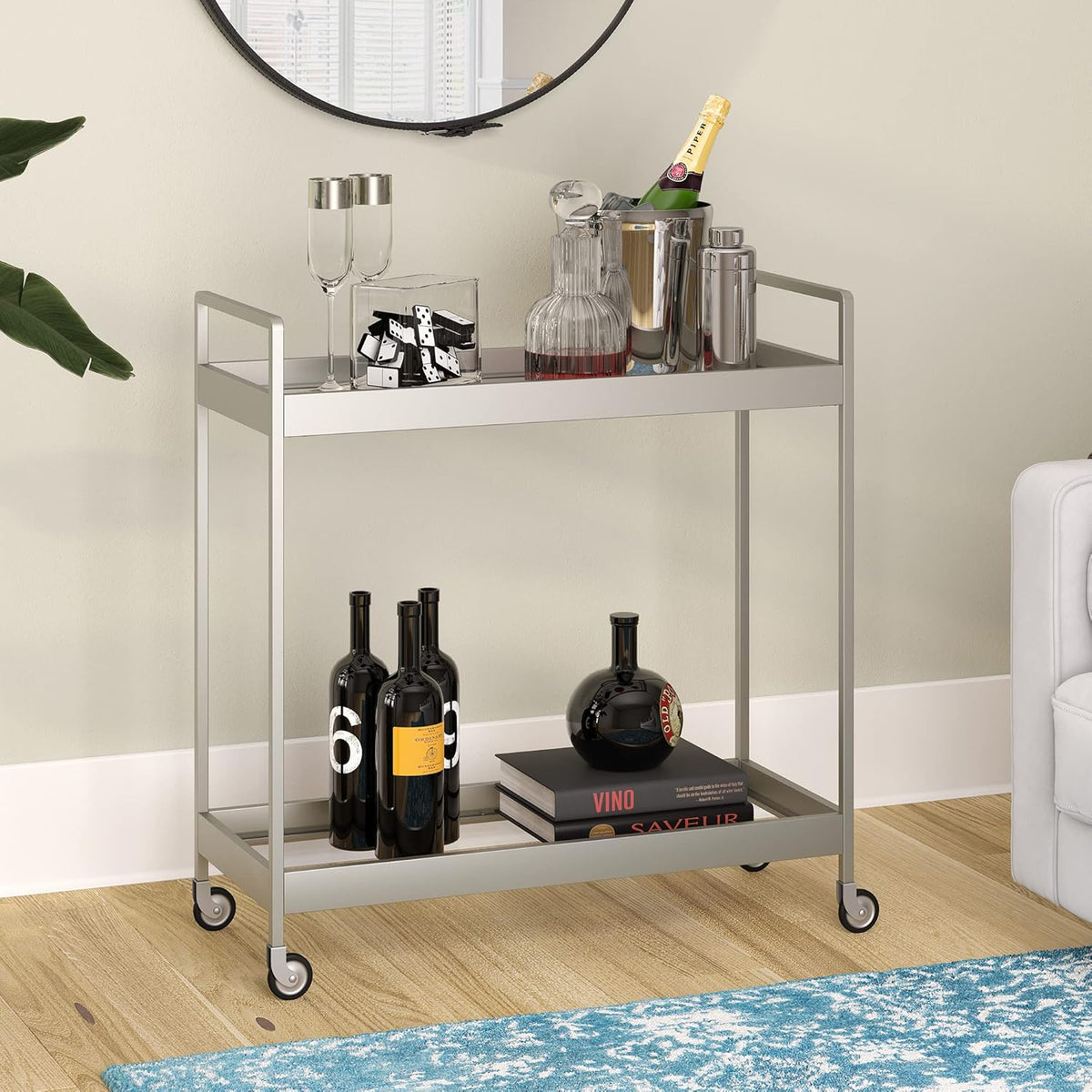 Satin Nickel Bar Kitchen Cart K258