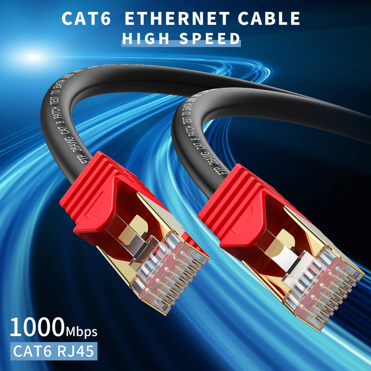 Outdoor Cat 6 Ethernet Cable 400ft 26AWG Heavy-Duty FTP Waterproof Direct Burial D89155