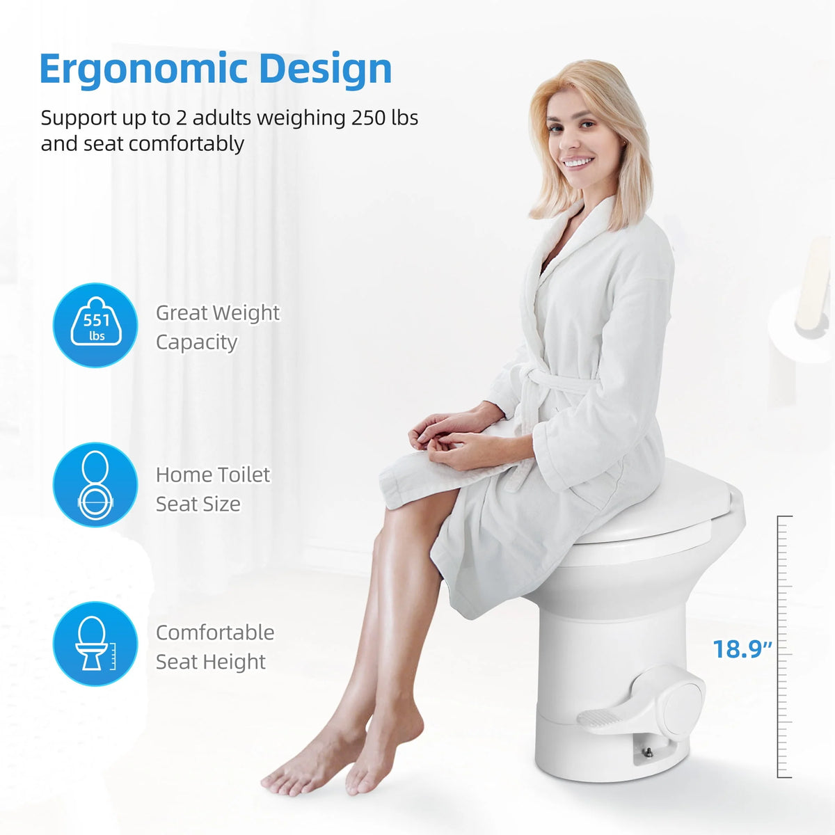 6.6 Gallon Gravity Flush RV Toilet with Hand Sprayer X337